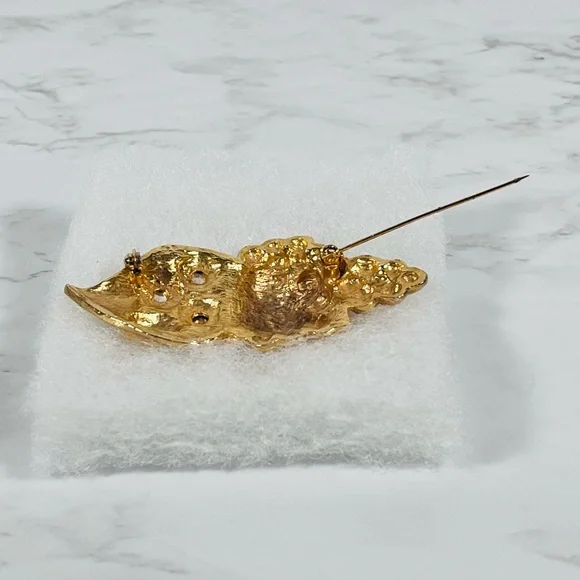 Vintage Leaf Brooch with Red Grape Accents - Picture 8 of 10